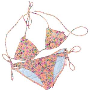 •OP•NEON ORANGE PUNK GIRL TRIANGLE TOP & BOTTOM BIKINI SET SIZE SMALL(3-5)